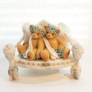 Cherished Teddies We're Kindred Spirits Angel's Chantel & Fawn Figurine on Bench